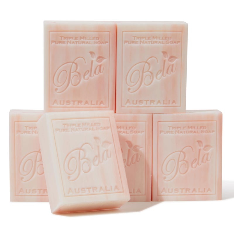 BELA Romantic Gardenia Soap 3.3 OZ Pack of 6, Long Lasting French Triple Milled Bar Soap with Organic Shea Butter Hand, Face and Body Wash Bar, Made in Australia - Image 1